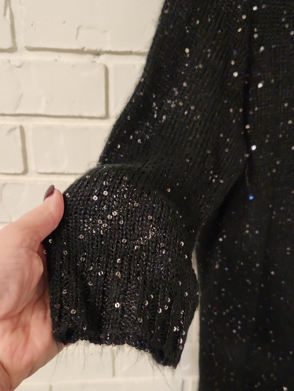 Fashion Bug Black Sequin Sweater Top - Picture 5 of 8